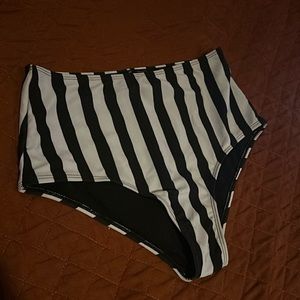 Black white striped swimsuit bottoms